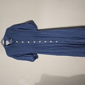 Anthropologie MARE MARE Navy Blue Button-Front Midi Dress